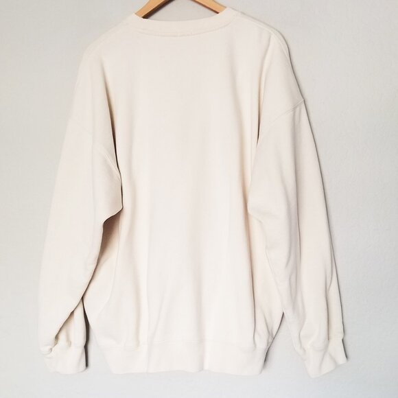 Brandy Melville John Galt Cream Greenwich Crew Neck Sweatshirt Oversized Pockets - Picture 10 of 16